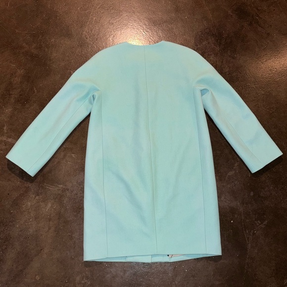 J Crew Womens Collarless Dress Coat Wool Blend Jacket Pockets Size 8 - Picture 5 of 8